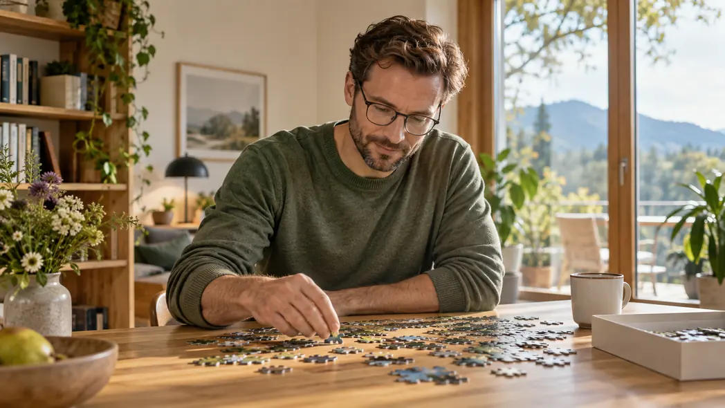 Deep concentration over a difficult word puzzle