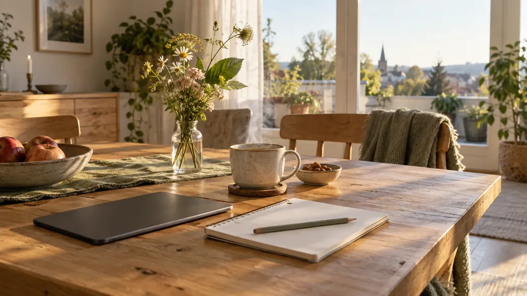 The daily word puzzle in the morning, beside a cup of coffee